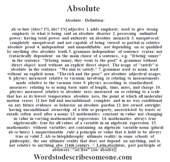 Definition Meaning Of Absolute