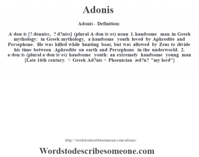 Adonis definition  Adonis meaning  words to describe someone