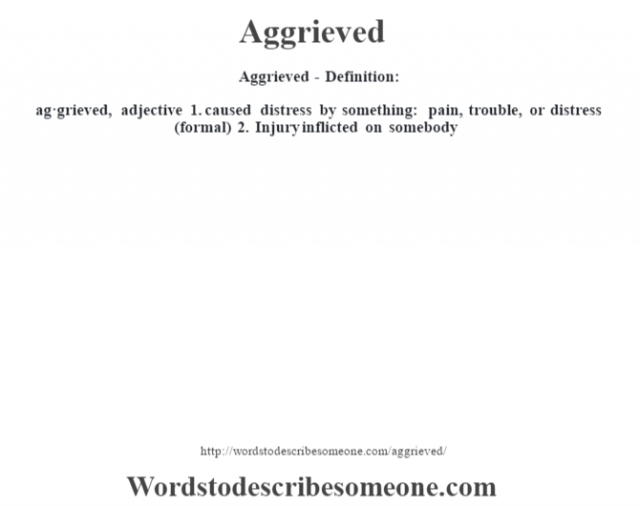 Aggrieved In A Sentence Meaning