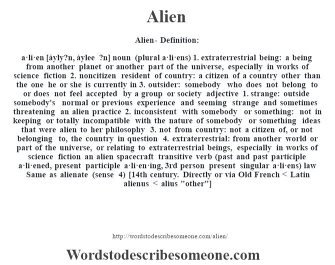 Alien Meaning In English