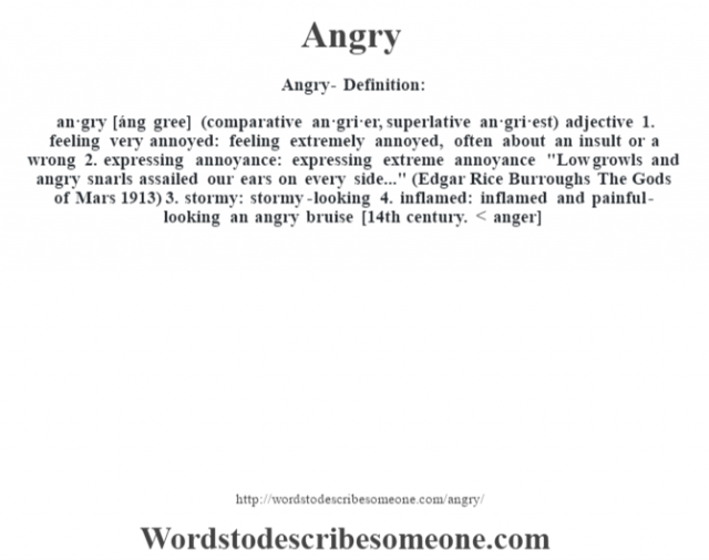 Angry definition | Angry meaning - words to describe someone