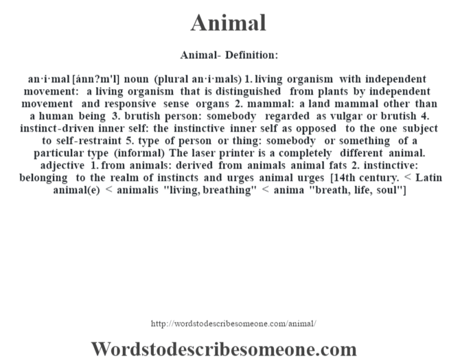 Animal definition | Animal meaning - words to describe someone