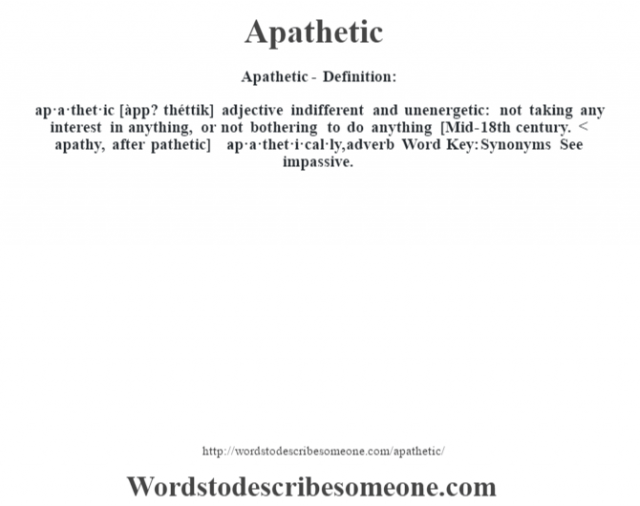 Meaning apathetic What does