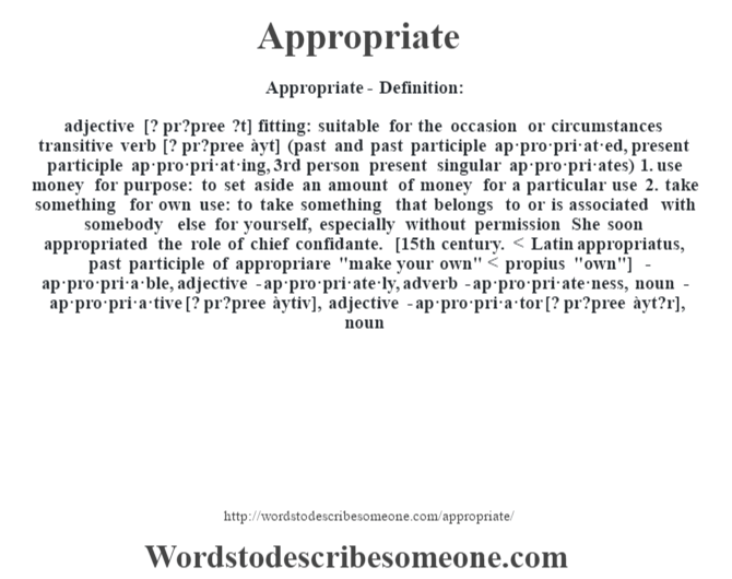 Appropriate definition | Appropriate meaning - words to describe someone