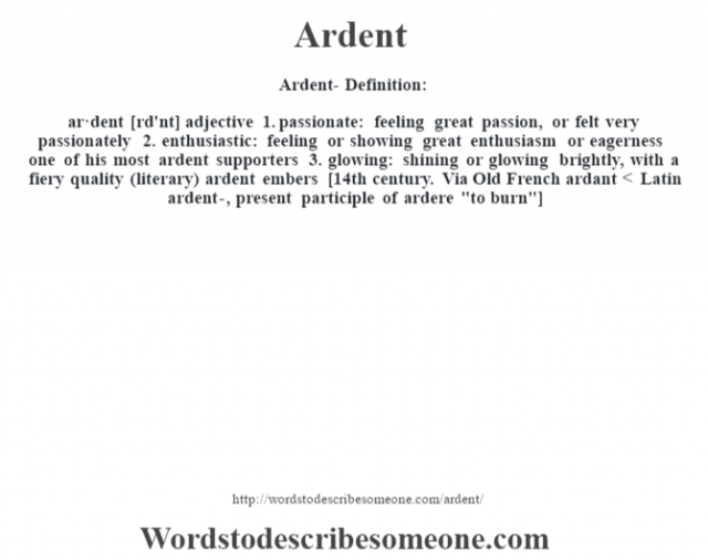 Ardent Definition Ardent Meaning Words To Describe Someone