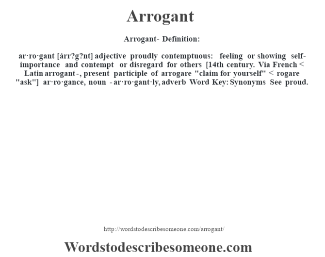 director end point Dial Arrogant definition | Arrogant meaning - words to describe someone