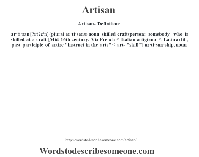 Artisan Definition In History