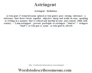 Astringent definition | Astringent meaning - words to describe someone