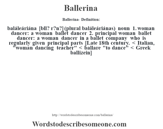 Ballerina meaning - words to describe someone