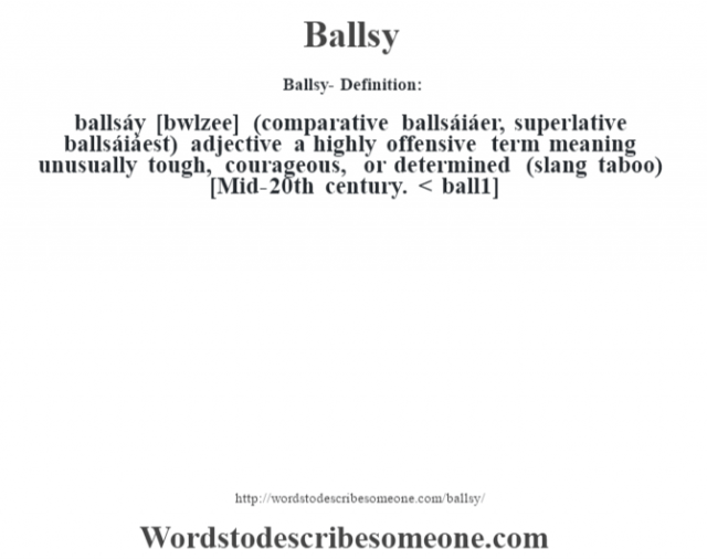 Ballsy Definition Ballsy Meaning Words To Describe Someone