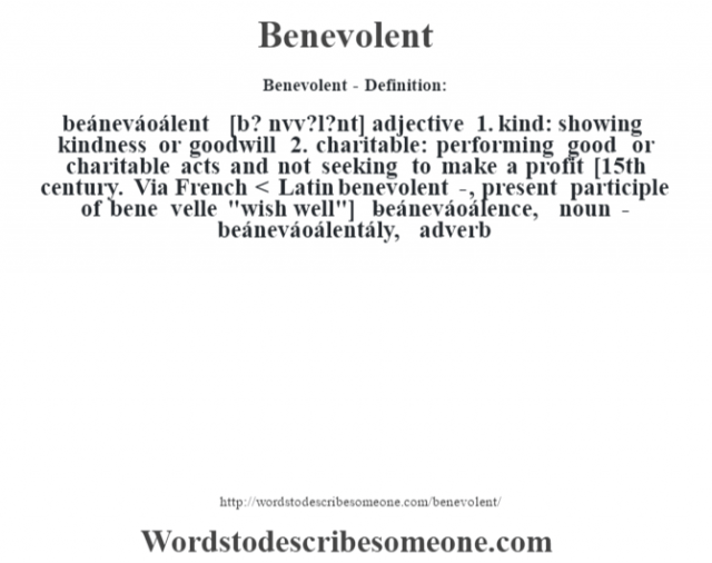 What Other Words Mean Benevolent