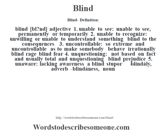 Blind definition | Blind meaning - words to describe someone