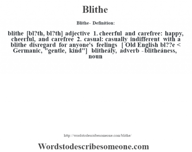 Blithe definition | Blithe meaning - words to describe someone