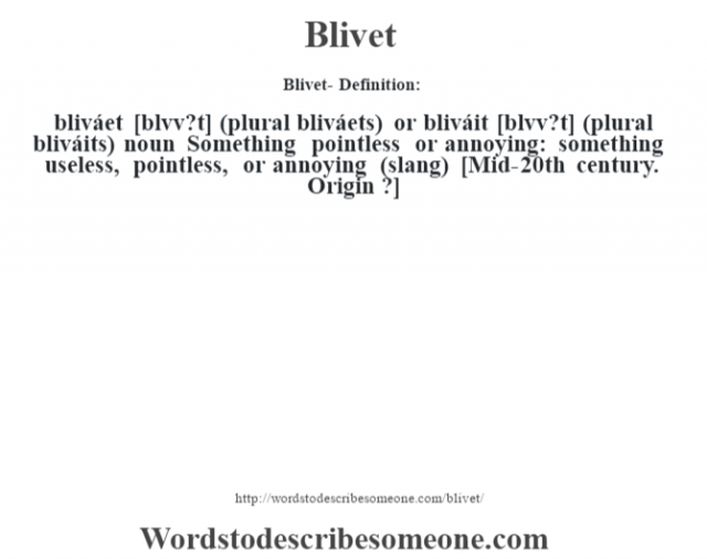 Blivet definition | Blivet meaning - words to describe someone