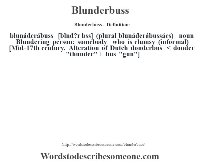 Blunderbuss definition  Blunderbuss meaning - words to describe