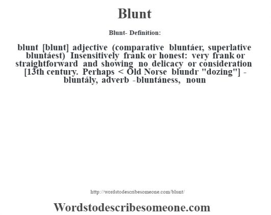 Blunt definition | Blunt meaning - words to describe someone