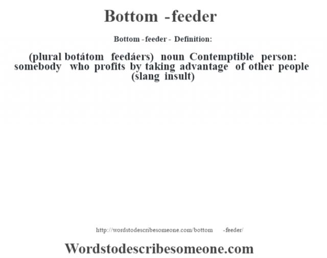 Bottom feeder Definition Bottom feeder Meaning Words To Describe Bottom feeder Definition Bottom feeder Meaning Words To Describe