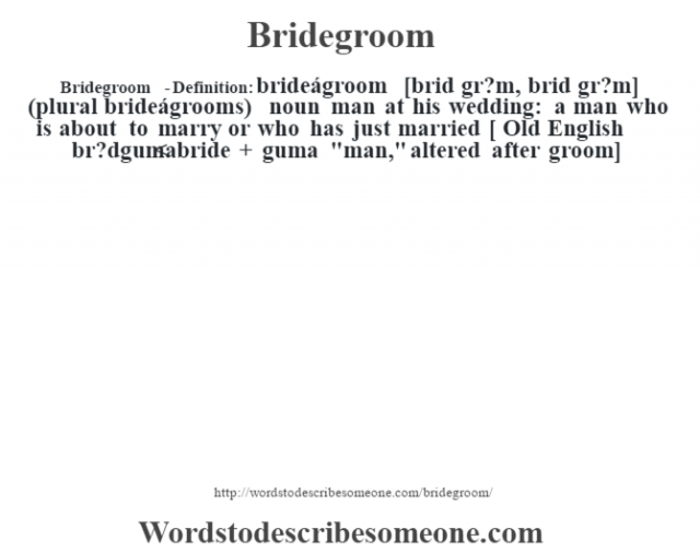 wedding word definition to  definition meaning Bridegroom   words Bridegroom