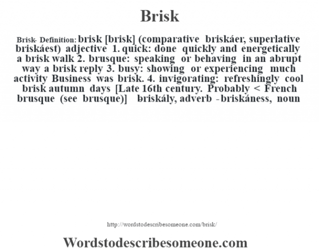 Brisk definition | Brisk meaning - words to describe someone