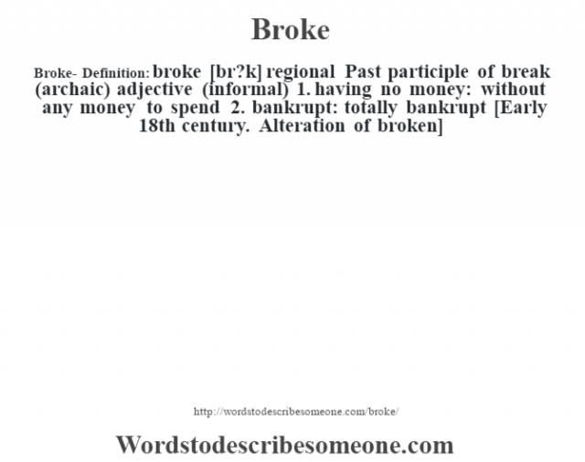 Other Word Meaning Broke