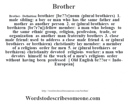 Brother Definition Brother Meaning Words To Describe Someone