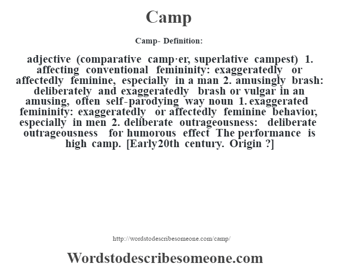 Camp Definition Camp Meaning Words To Describe Someone