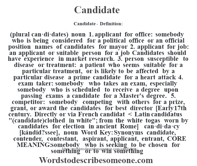 Candidate - Definition, Meaning & Synonyms
