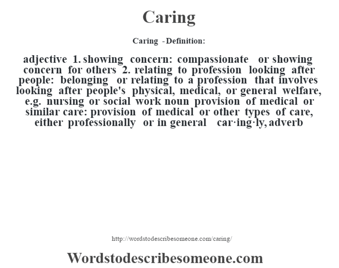 Caring definition | Caring meaning - words to describe someone