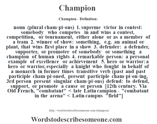 omdømme gør ikke Motivere Champion definition | Champion meaning - words to describe someone