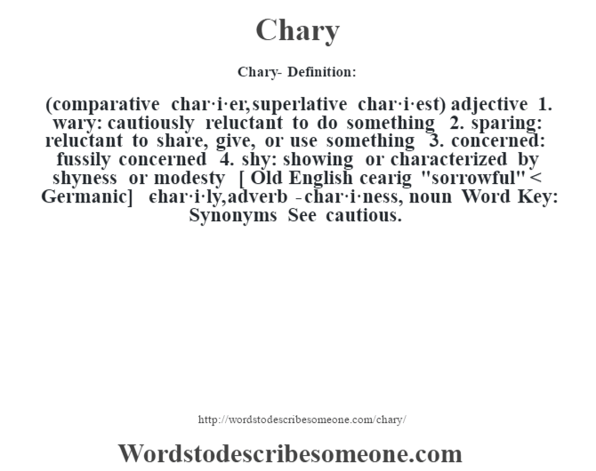 Chary Definition Chary Meaning Words To Describe Someone