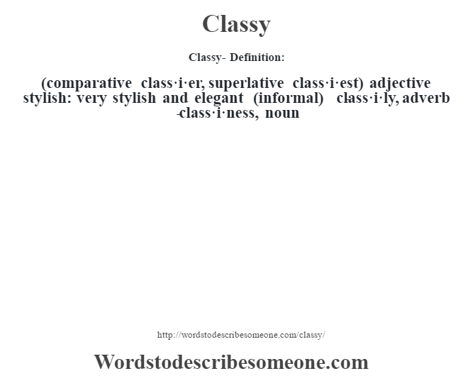 Classy Meaning In English