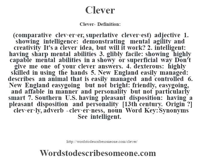 Clever Definition Clever Meaning Words To Describe Someone