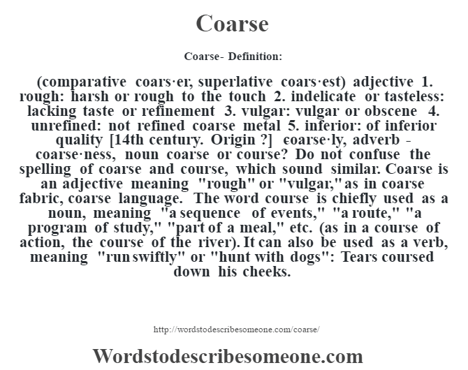 What Does The Word Coarse Means