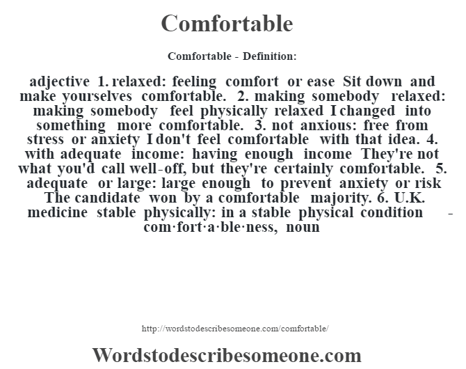 Comfy definition  Comfy meaning - words to describe someone