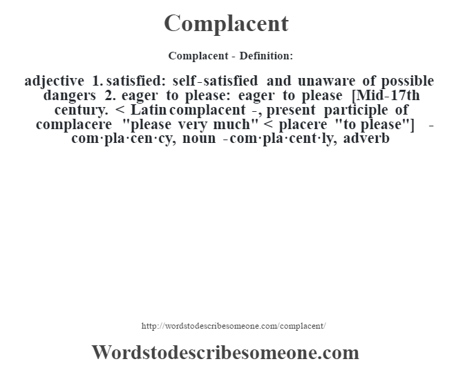 complacent definition