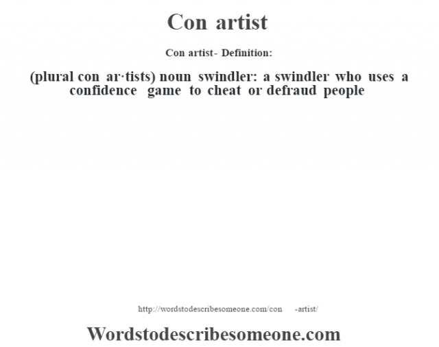 Con Artist Other Terms