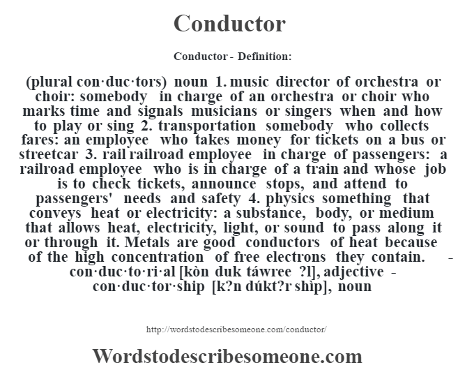 conductor definition meaning electricity conductors physics bus metals wordstodescribesomeone someone