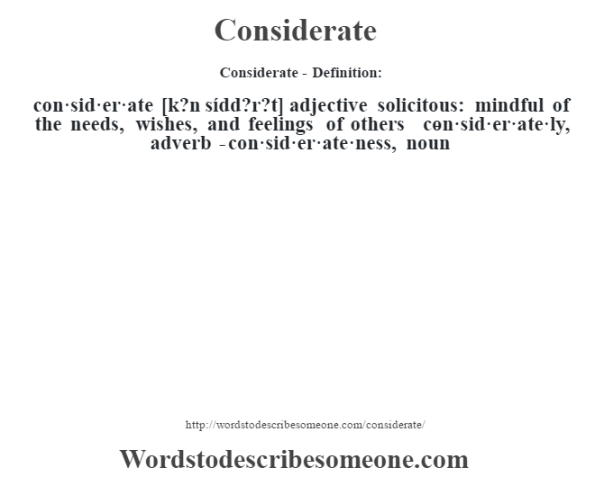 Considerate definition | Considerate meaning - words to ...
