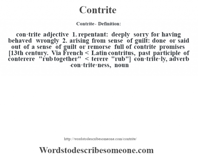 Contrite definition | Contrite meaning - words to describe someone