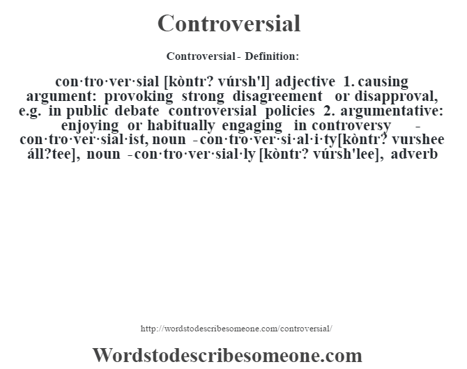 definition of the word controversial