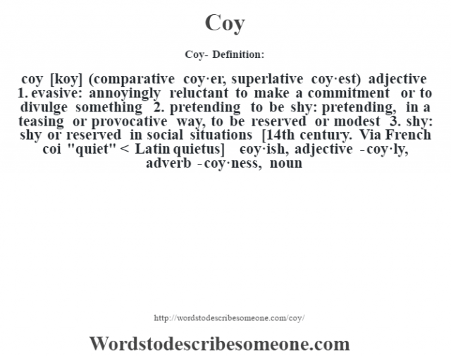 Coy definition | Coy meaning - words to describe someone