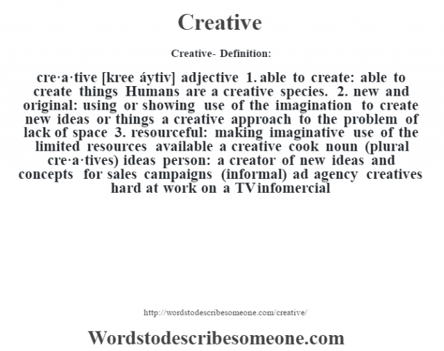 Creative definition | Creative meaning - words to describe someone