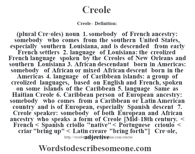 Creole definition Creole meaning words to describe someone