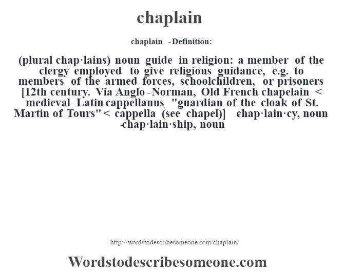 Chaplain Definition Chaplain Meaning Words To Describe Someone