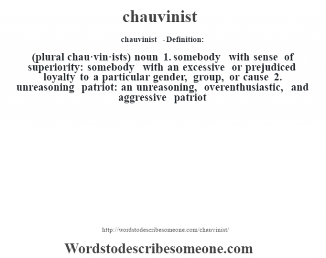 chauvinist definition | chauvinist meaning - words to describe someone