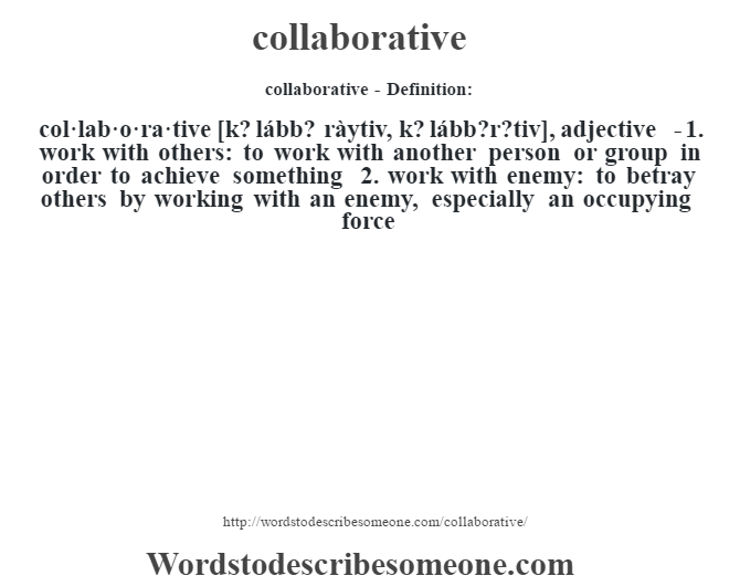 Collaborative Definition Collaborative Meaning Words To Describe 