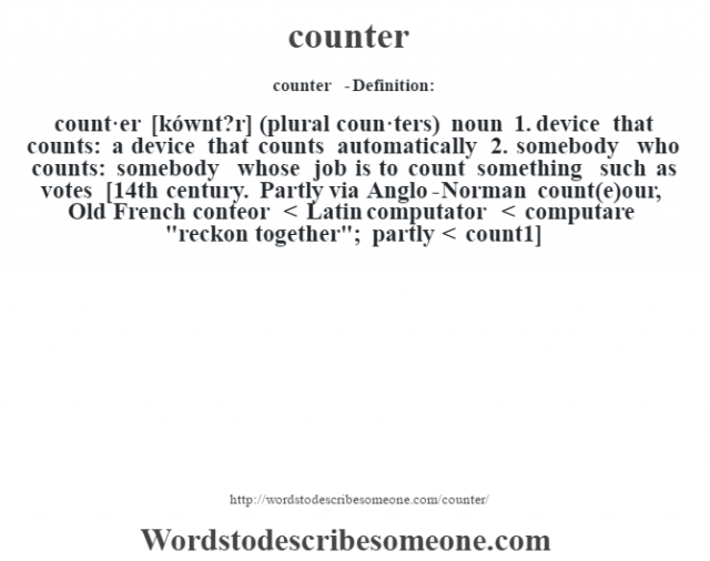 Counter Definition Counter Meaning Words To Describe Someone